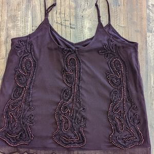 BKE beaded tank, women's deep purple, size small